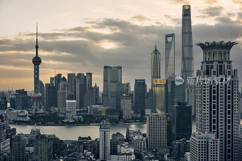 Skyline of Shanghai Pudong at sunrise, China